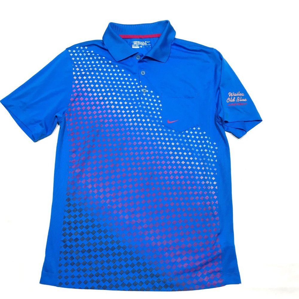 Nike Golf Tour Performance Wailea Old Blue Maui Polo Shirt Mens Medium Dri-Fit